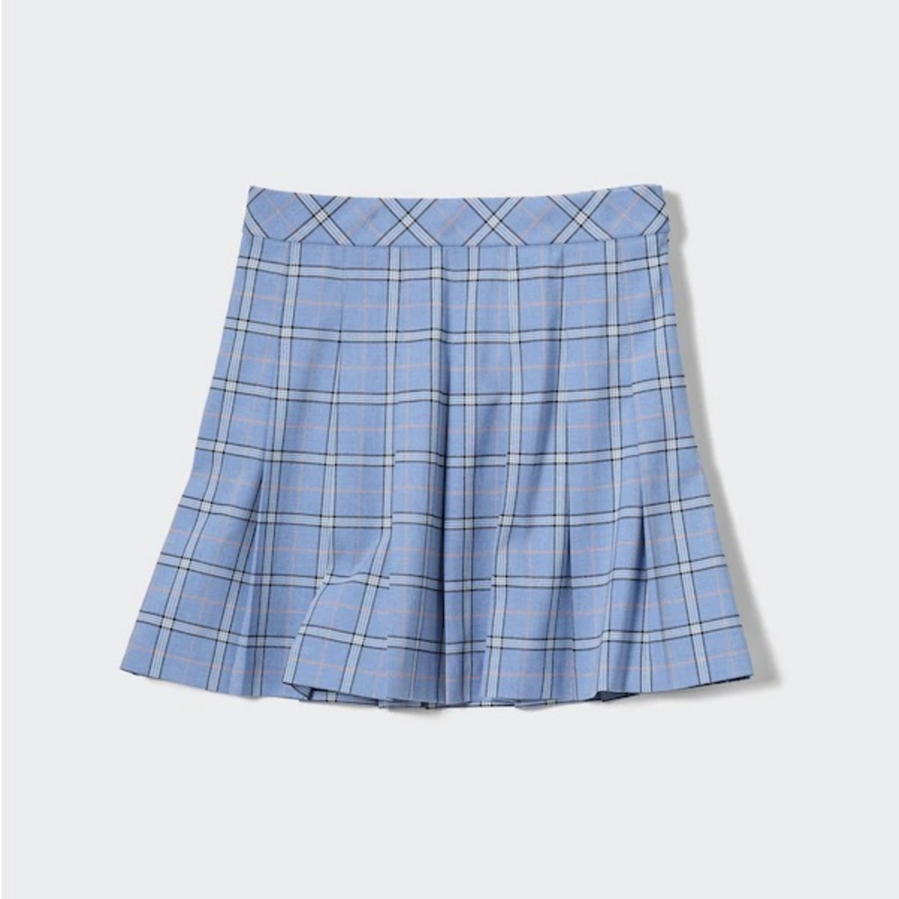UNIQLO Blue Plaid Pleated Mini Skirt Size S Preppy Y2K Tennis - Picture 8 of 11
